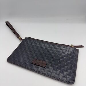 Dooney & Bourke Wristlet Clutch Womens OS Woven Leather Espresso Basketweave EUC